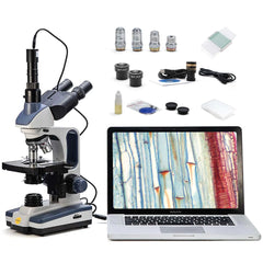 SWIFT Trinocular Compound Microscope SW350T40X-2500X MagnificationSiedentopf HeadResearch-GradeTwo-Layer Mechanical Stage1.3mp Camera and Software Windows and Mac Compatible