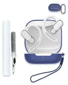 for SHOKZ OpenFit Air Case CoverFull Protective Soft Silicone Skin Case Cover Shock-Absorbing Protective Case with KeychainLanyard and Cleaning Pen [Front LED Visible]Blue