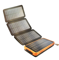 whiriwhiri Solar Charger 20000mAH Power Bank Fast Charging 4 Solar Panels Built-in Super Bright LED Flashlight Outdoor USB C External Battery Pack with Dual USB Output for Smartphone Tablet etc