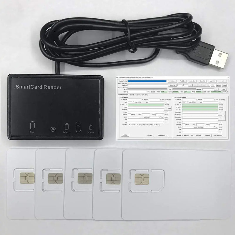 OYEITIMES Volte ISIM Cards Program Kit LTE USIM Card Reader Writer Programmer+1PC Blank Programmable 4G Volte ISIM Card+4PCS Blank Programmable 4G LTE USIM Card+5G Software Tools
