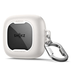 SURITCH for SHOKZ OpenFit Air Case Cover Magnetic Locking Cases for SHOKZ OpenFit Air Open-Ear Headphones Protective Bumper Cover with Carabiner & Keyring for OpenFit Air Earbuds (2024) White